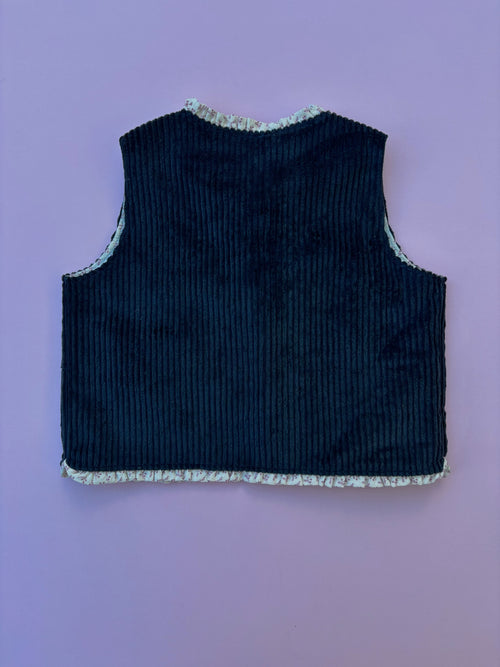Corduroy Dusty Pink floral Gilet * 1-2 years