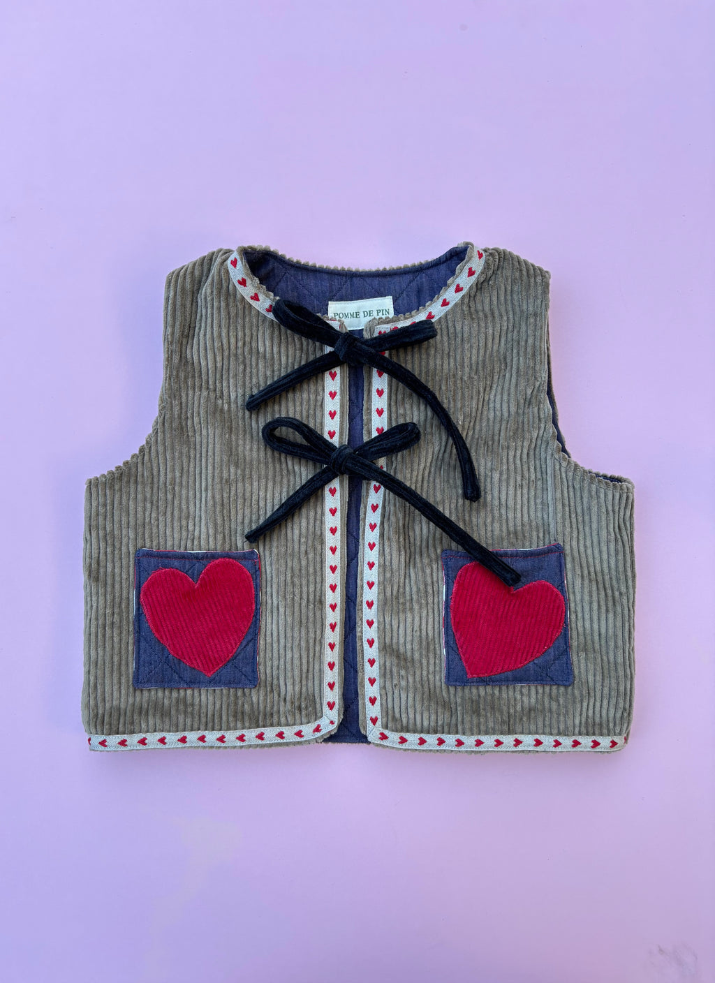 Khaki green - hearts gilet