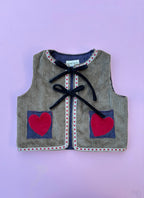 Khaki green - hearts gilet
